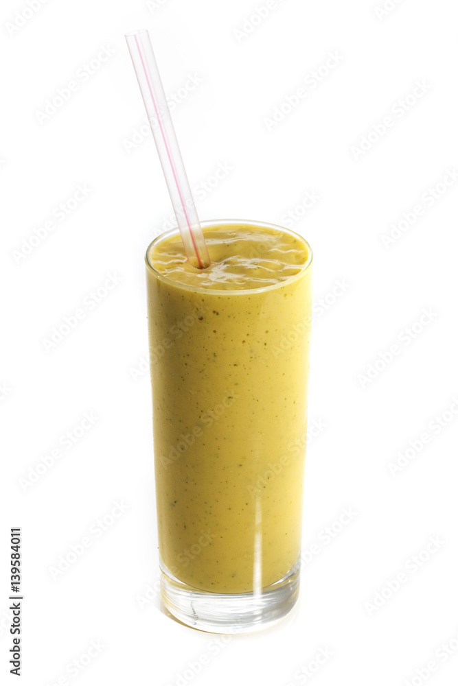 Glass of fresh healthy smoothie isolated on white background Glass of fresh healthy smoothie isolated on white background