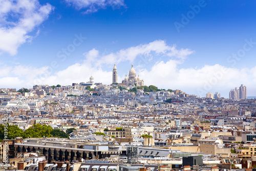 Paris skyline and sacre coeur cathedral France