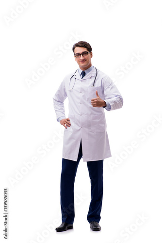 Young doctor isolated on white background