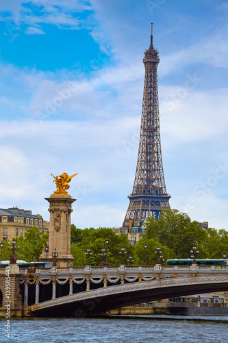 Eiffel tower from Pont Alexandre III in Paris © lunamarina
