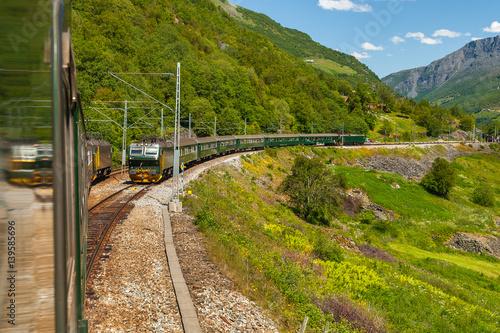Canvas Print Flambsbana, The Flam Railway, spectacular train journey around mountains