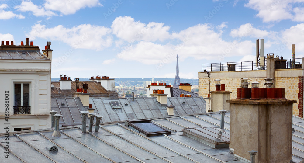 Paris skyline aerial from Montmartre