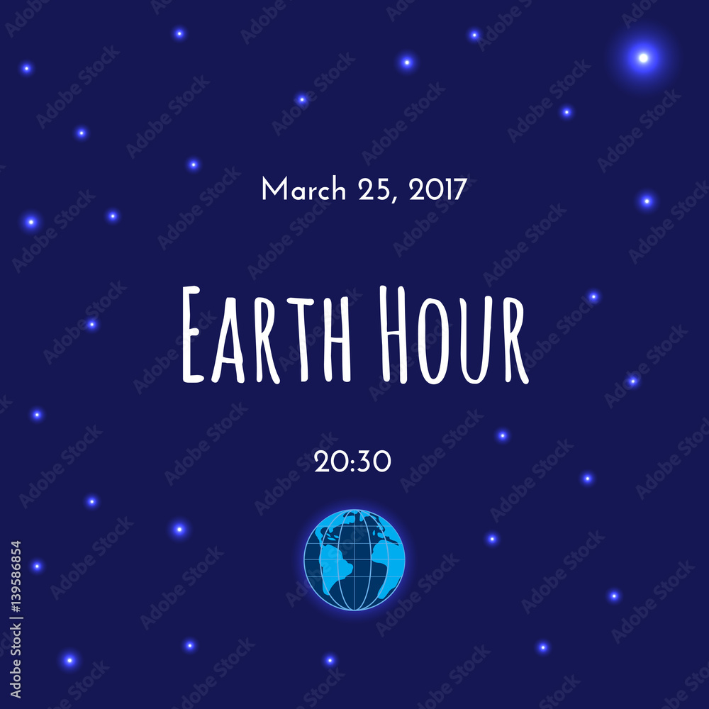 Fototapeta premium Earth and stars on dark blue background.