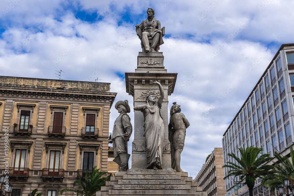 Vincenzo Bellini memorial on Stesicoro Square in Catania, Sicily, Italy