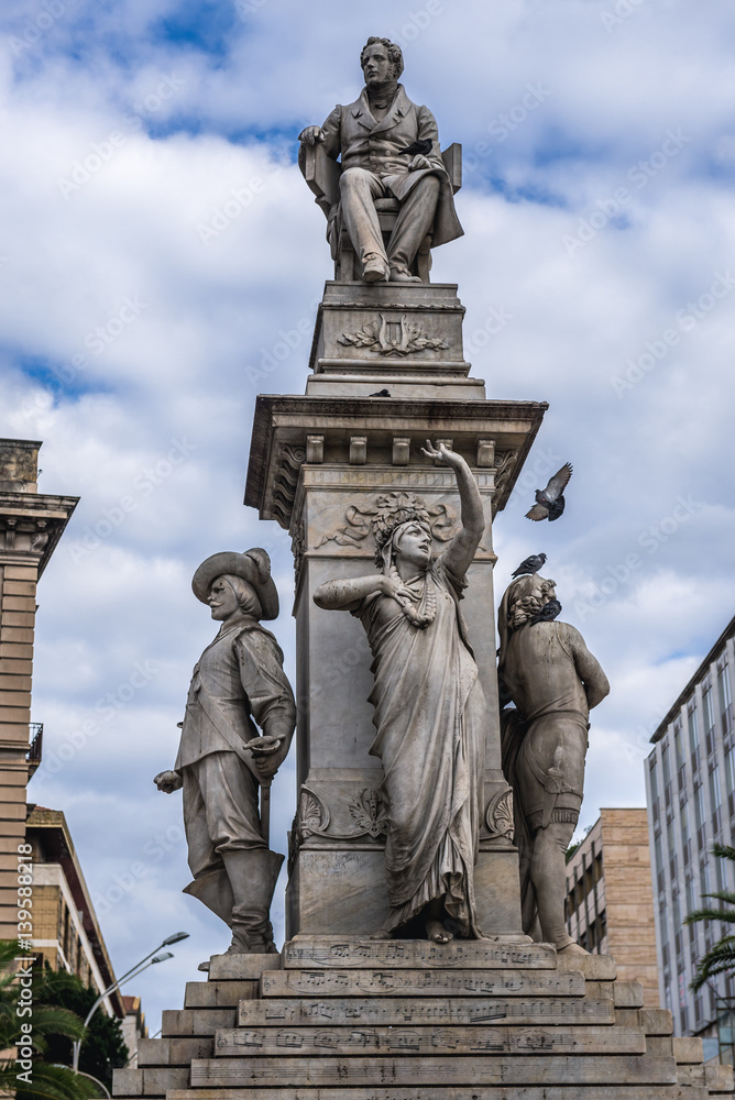 Vincenzo Bellini memorial on Stesicoro Square in Catania, Sicily, Italy