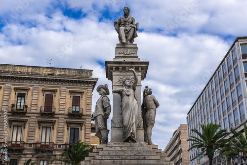 Vincenzo Bellini memorial on Stesicoro Square in Catania  Sicily  Italy