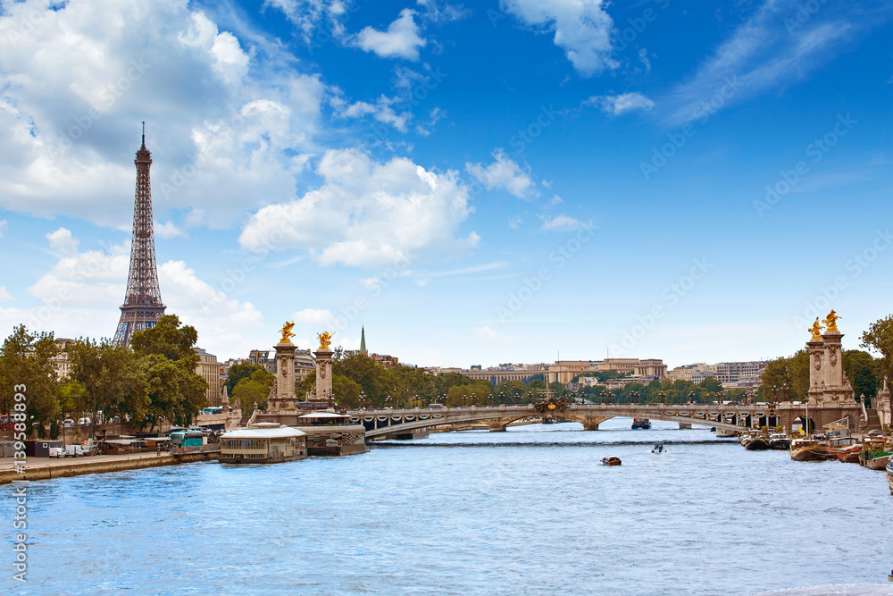 Pont Alexandre III in Paris France over Seine