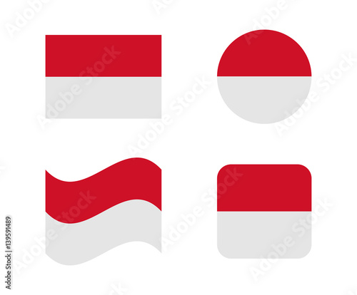 set 4 flags of indonesia