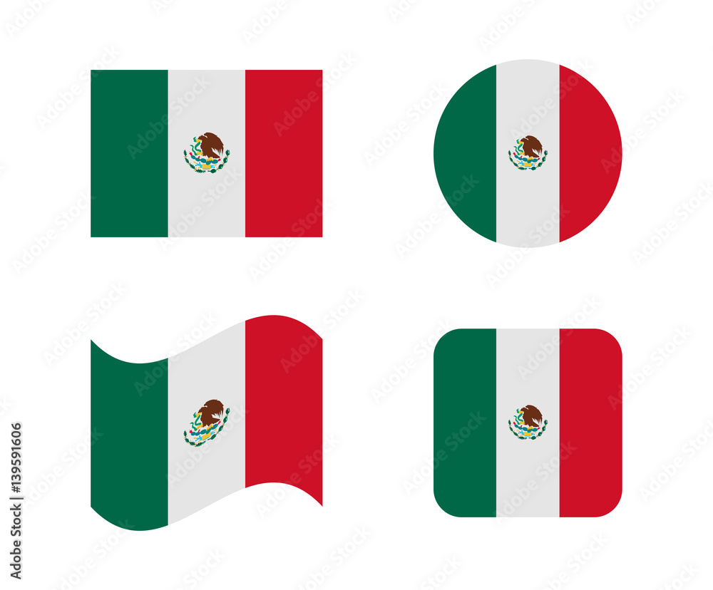 set 4 flags of mexico Stock Vector | Adobe Stock