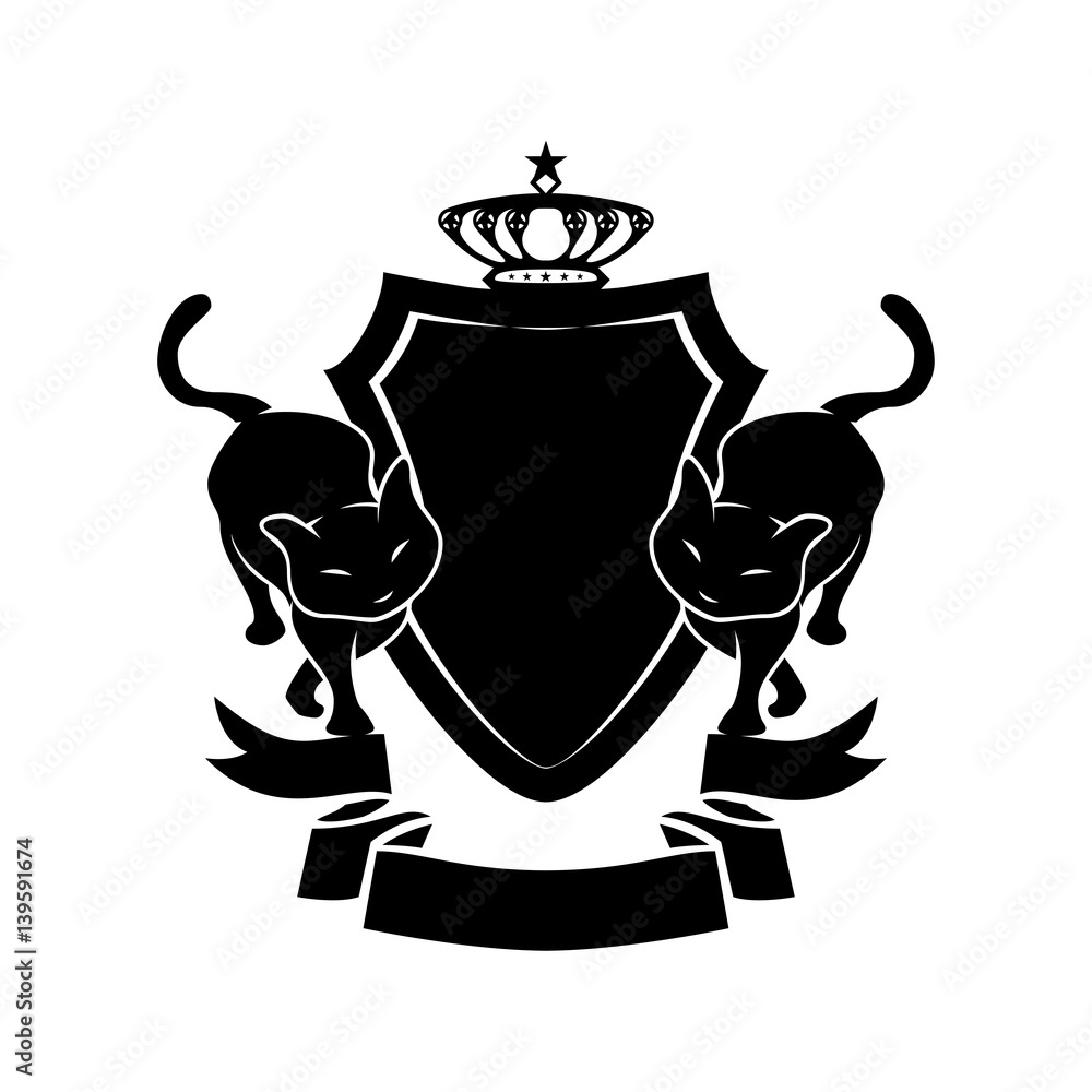 Royal Heraldry Shield Excellence Cats Coat of Arms Badge Emblem Stock