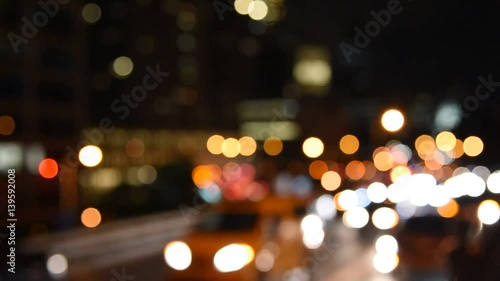 Traffic Bokeh at night in on a busy city street