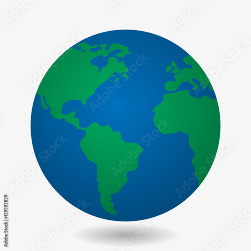 Earth globes isolated on white background. Flat planet Earth icon. Vector illustration.