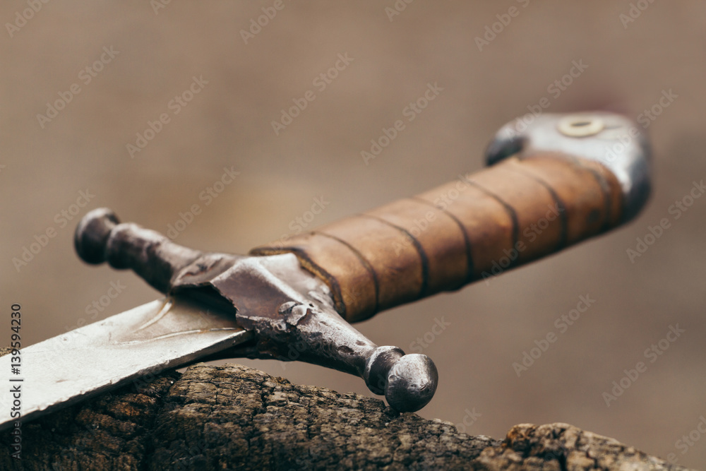 the handle of the sword , the Ukrainian sword , medieval weapons Stock