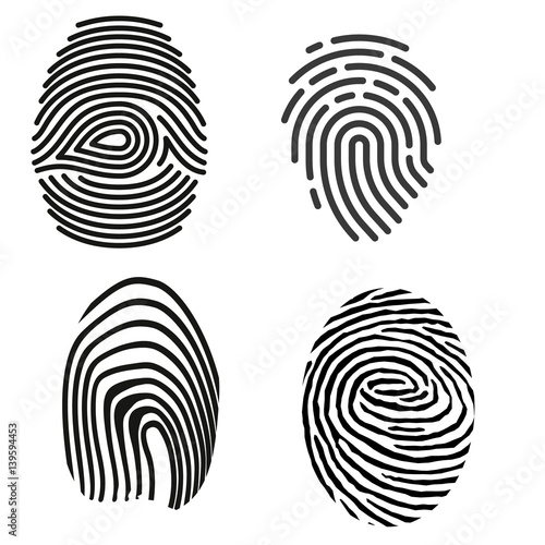 grey fingerprint types detailed vector set