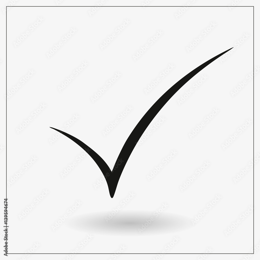 check mark, tick, yes, vote icon with shadow on a grey background check mark, tick, yes, vote icon with shadow on a grey background