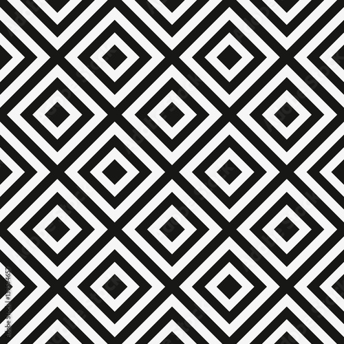 Vector seamless pattern. Decorative element, design template with striped black and white diagonal inclined lines. Background, texture with optical illusion effect.