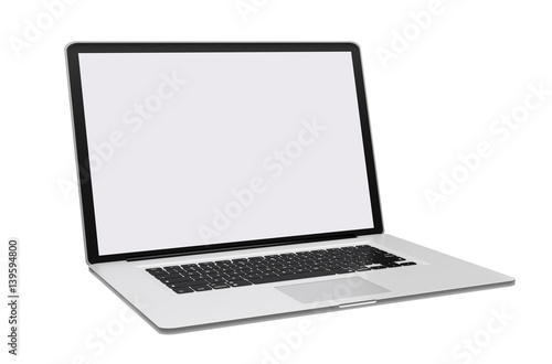Modern metallic laptop on white background 3D rendering