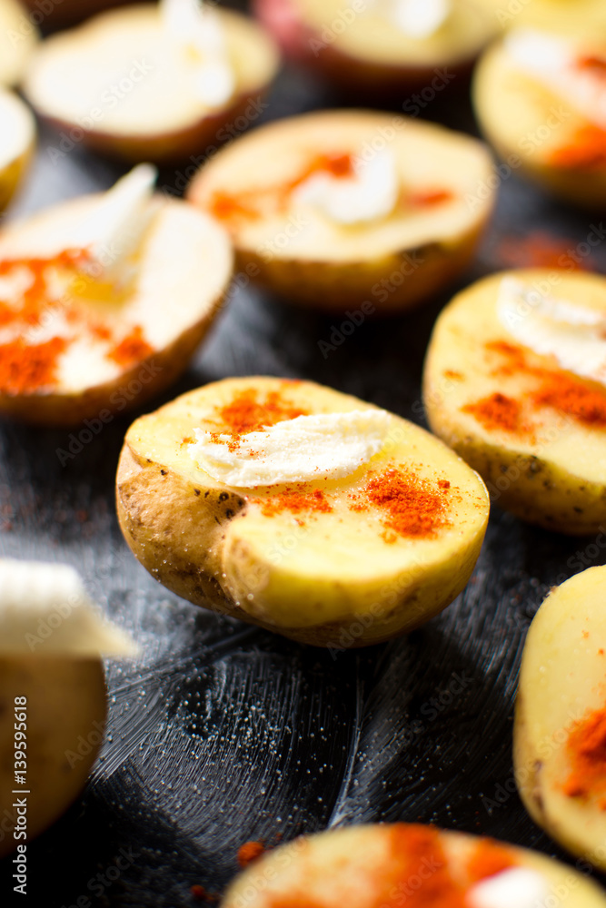 Potatoes with butter and ground red pepper Potatoes with butter and ground red pepper