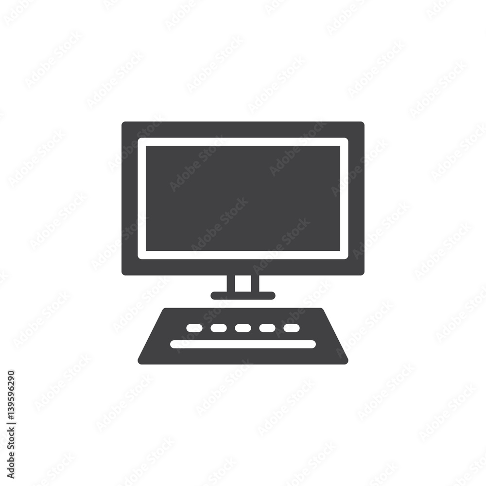 Desktop computer, workstation icon vector, filled flat sign, solid pictogram isolated on white. Workplace symbol, logo illustration. Pixel perfect Desktop computer, workstation icon vector, filled flat sign, solid pictogram isolated on white. Workplace symbol, logo illustration. Pixel perfect