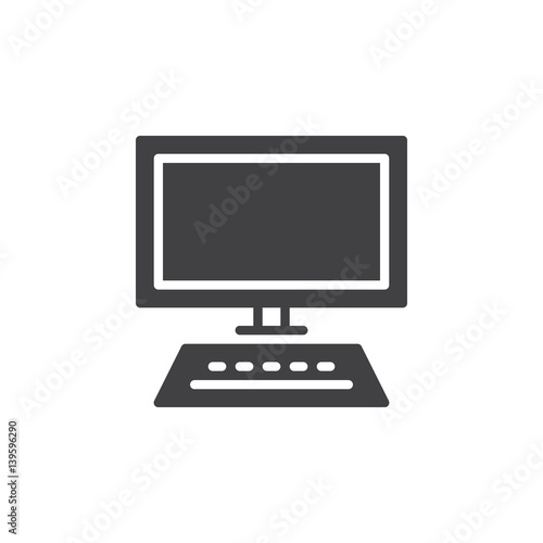 Desktop computer, workstation icon vector, filled flat sign, solid pictogram isolated on white. Workplace symbol, logo illustration. Pixel perfect