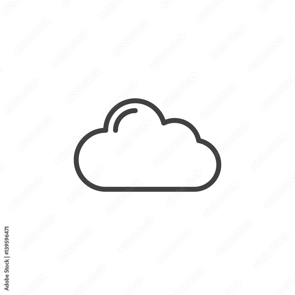 Cloud line icon, outline vector sign, linear style pictogram isolated on white. Symbol, logo illustration. Editable stroke. Pixel perfect