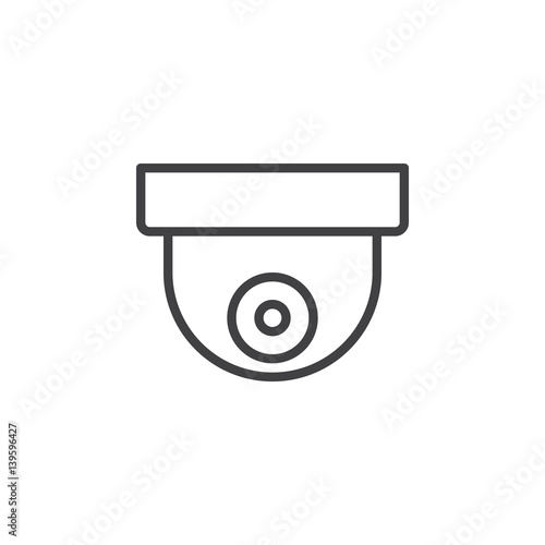 Surveillance dome camera line icon, outline vector sign, linear style pictogram isolated on white. Symbol, logo illustration. Editable stroke. Pixel perfect