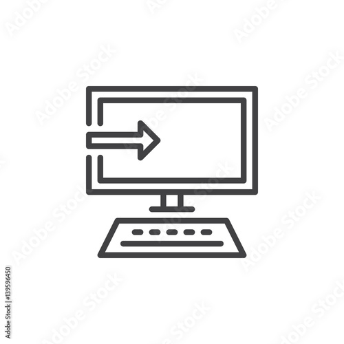 Software install line icon, outline vector sign, linear style pictogram isolated on white. Symbol, logo illustration. Editable stroke. Pixel perfect