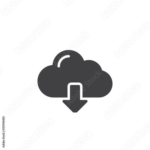 Cloud download icon vector, filled flat sign, solid pictogram isolated on white. Symbol, logo illustration. Pixel perfect