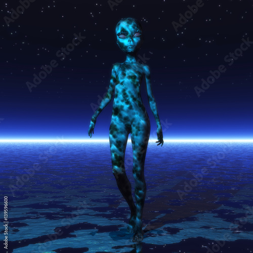 Digital 3D Rendering of an Alien