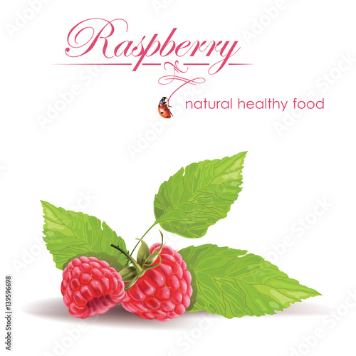 Beautiful raspberries on a white background.