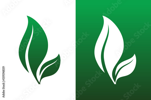 Leaf Pair Icon Vector Illustrations on Both Solid and Reversed Background.