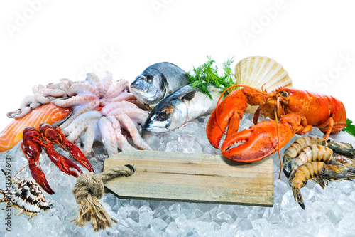 Fresh seafood on crushed ice