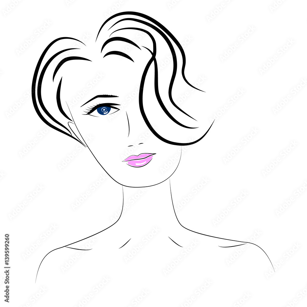 illustration of women short hair style icon, logo women face on white background, vector illustration illustration of women short hair style icon, logo women face on white background, vector illustration