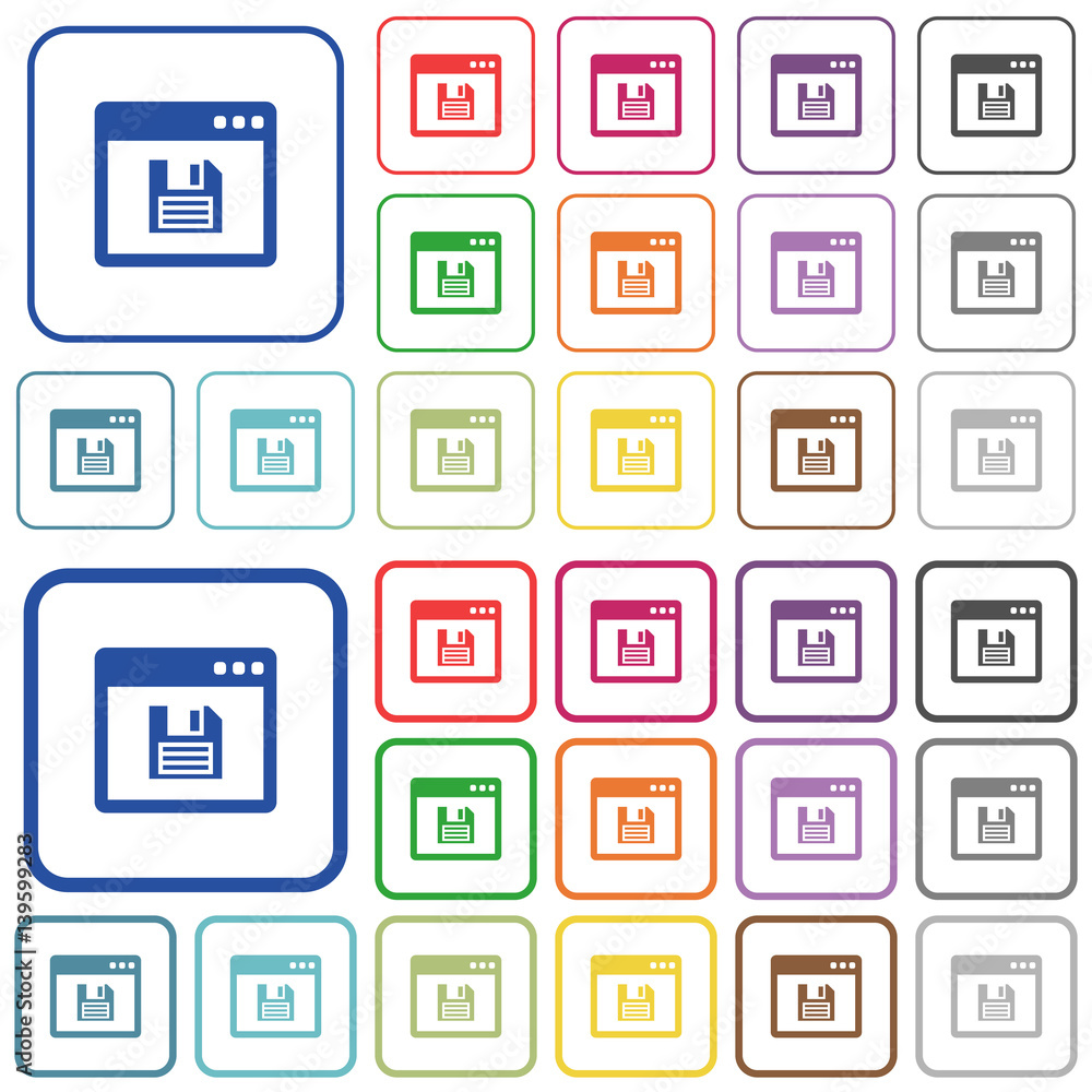 Save application outlined flat color icons Save application outlined flat color icons