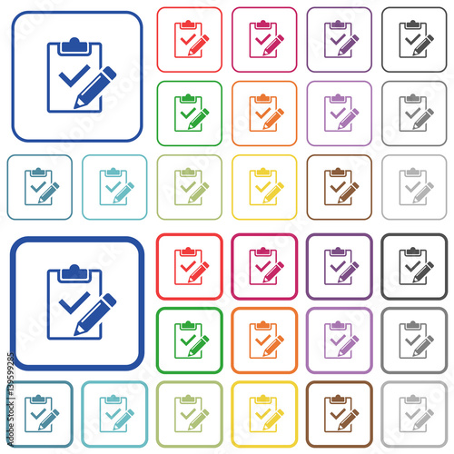 Fill out checklist outlined flat color icons
