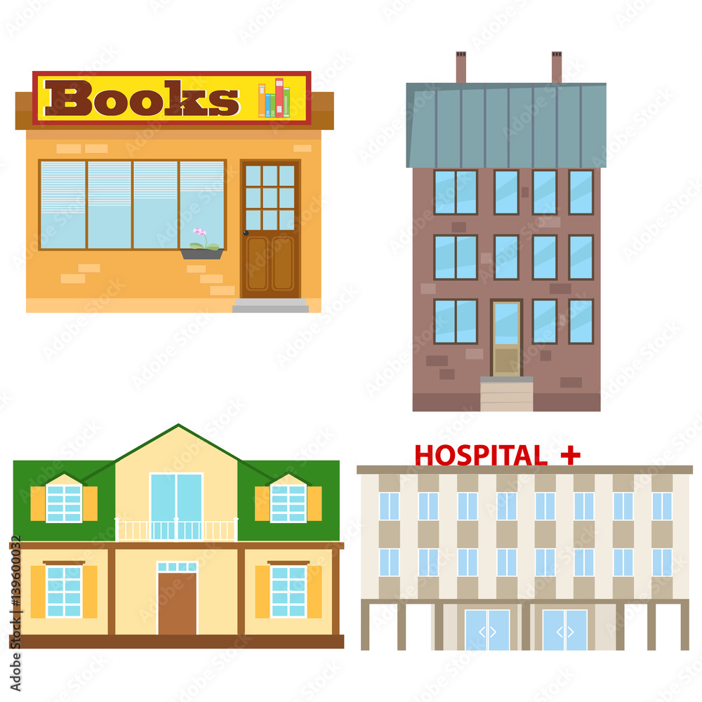 Buildings, set of buildings