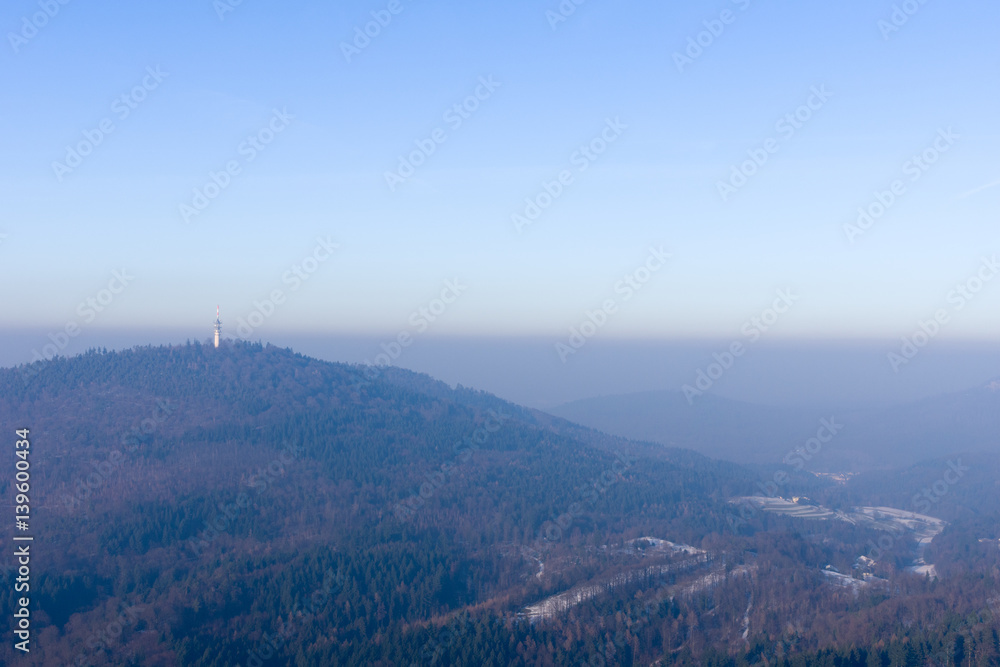 View from Yburg castle in direction mountain Fremersberg