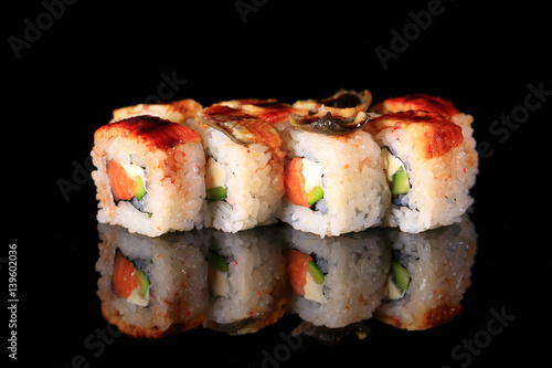 Sushi and Rolls. Japanese cuisine.
