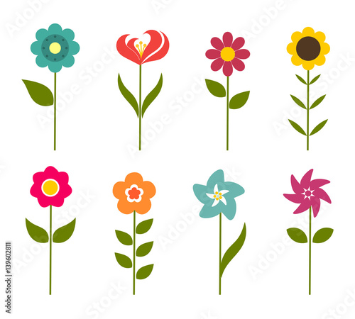 Colorful flowers icons