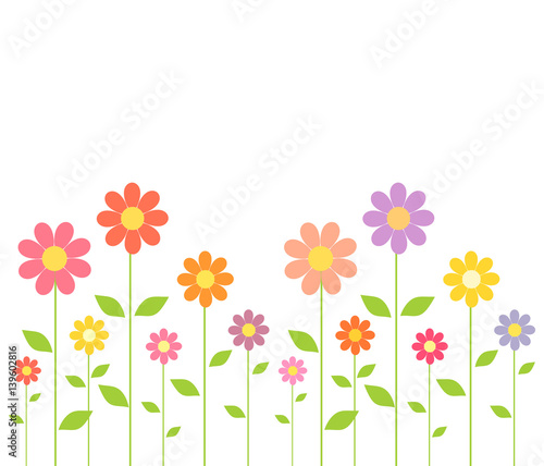 Fototapeta Naklejka Na Ścianę i Meble -  Spring colorful flowers growing