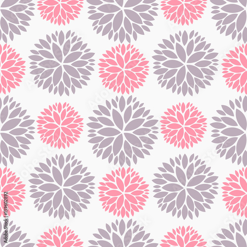 Pink and purple flowers seamless pattern