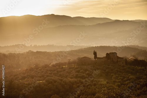 Italia,Toscana,campagna al tramonto.