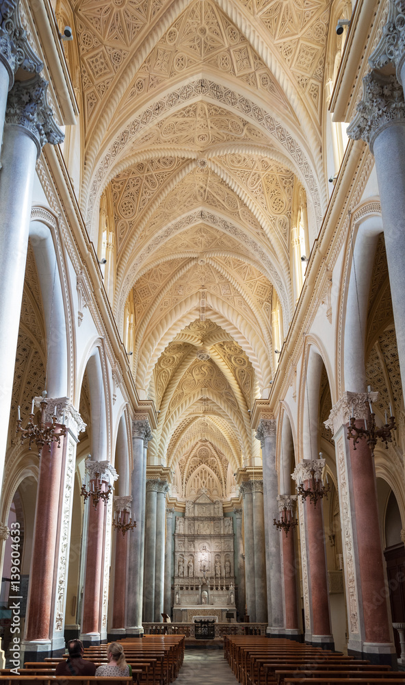 Interior of the Erice Cathedral, province of Trapani. Sicily, Italy