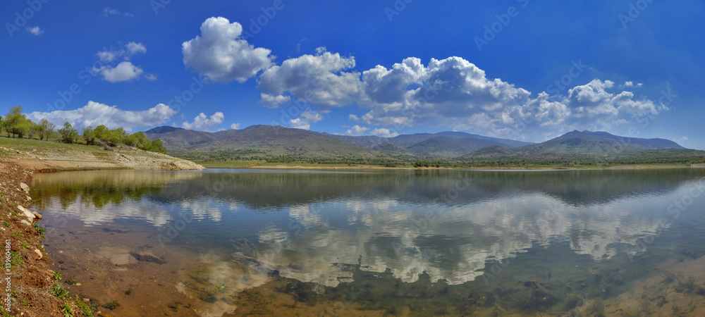 Relaxing landscape - lake with reflection 