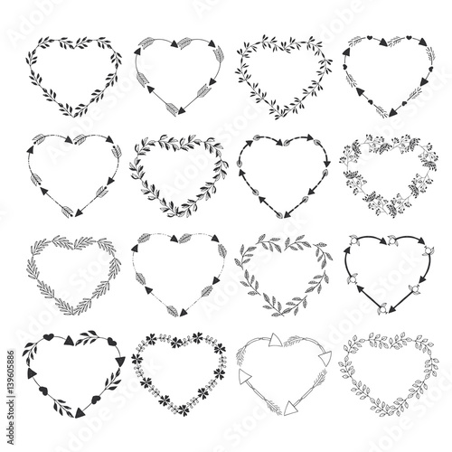 Set of heart frames. Vector.