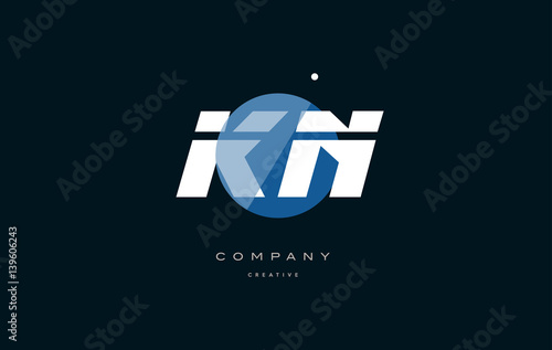 kn k n  blue white circle big font alphabet company letter logo