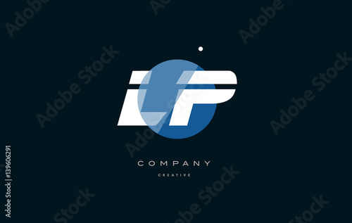 lp l p  blue white circle big font alphabet company letter logo