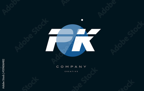 pk p k  blue white circle big font alphabet company letter logo