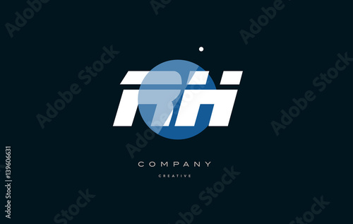 rh r h  blue white circle big font alphabet company letter logo