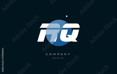 rq r q  blue white circle big font alphabet company letter logo